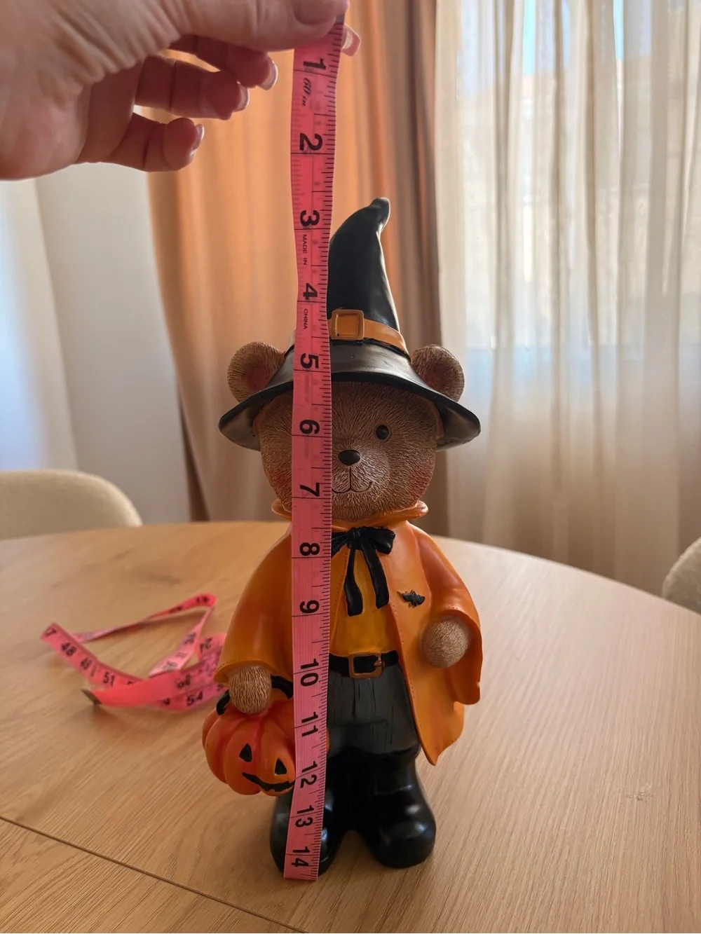Halloween Teddy Bear Figurine in pumpkin costumes - Orange Witch & Wizard Bears